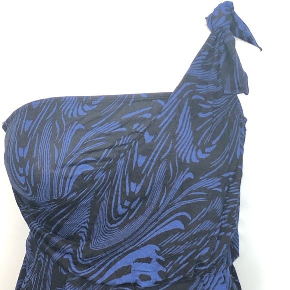 Sexy Holiday One Shoulder Blue Black Dress 2x - Picture 4 of 5